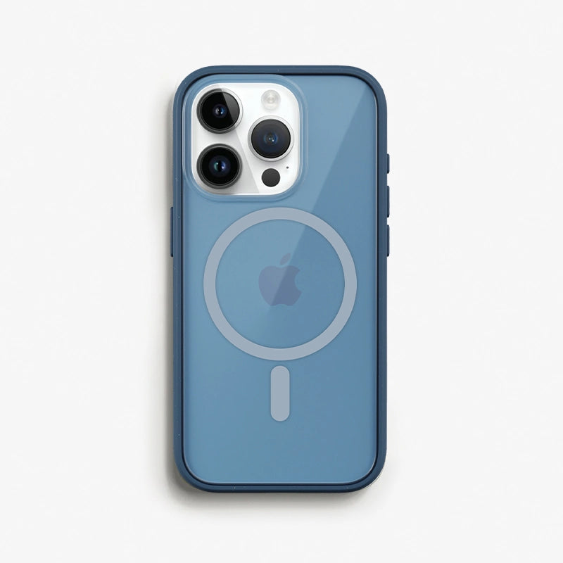 iPhone 15 Pro Clear case MagSafe blue/matt
