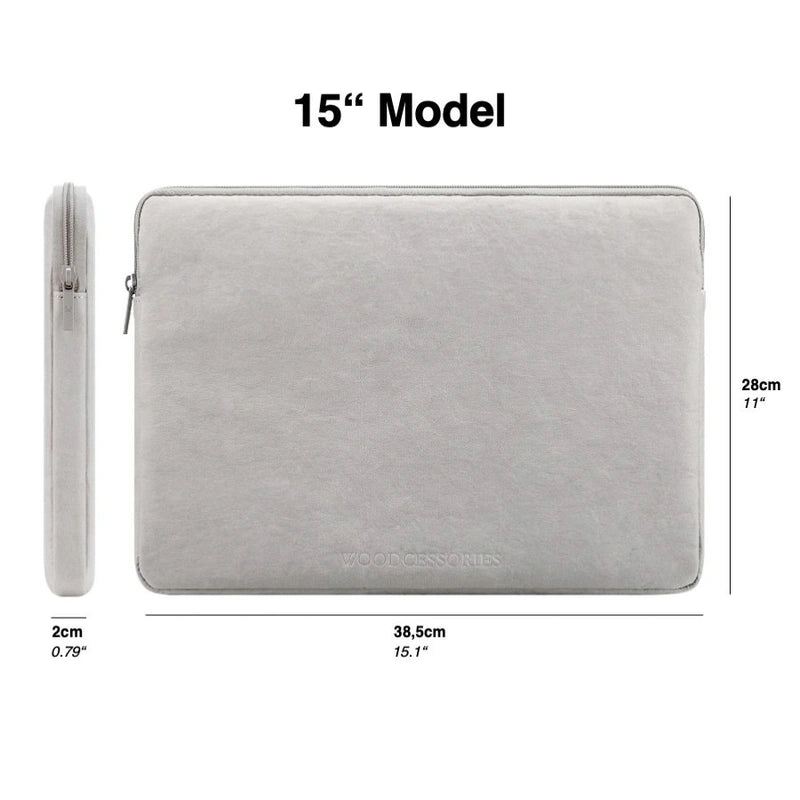 15" kraft paper laptop sleeve Sustainable Grey